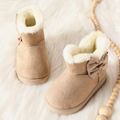 Toddler / Kid Bow Decor Plush Thermal Lined Snow Boots Khaki