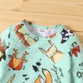 2pcs Baby Boy 100% Cotton Pants and Allover Cartoon Animal Print Long-sleeve T-shirt Set Colorful