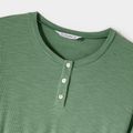 Family Matching Green Rib Knit Spliced Allover Dinosaur Print Dresses and Short-sleeve T-shirts Sets JadeGreen image 3
