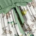 Family Matching Green Rib Knit Spliced Allover Dinosaur Print Dresses and Short-sleeve T-shirts Sets JadeGreen image 4