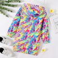 Kid Girl Unicorn Rainbow Print Long-sleeve Hooded Sweatshirt Dress Multi-color