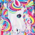 Kid Girl Unicorn Rainbow Print Long-sleeve Hooded Sweatshirt Dress Multi-color