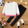 2pcs Kid Girl Butterfly Print Colorblock Cut Out Sweatshirt and Elasticized Leggings Set Pink image 2