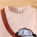 2pcs Baby Boy Bear Embroidered Long-sleeve Textured Sweatshirt and Pants Set ColorBlock