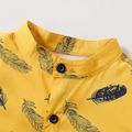 2pcs Kid Boy Leaf Print Short-sleeve Shirt and Khaki Pants Set Ginger