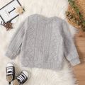 Baby Boy Button Front Solid Imitation Knitting Long-sleeve Pullover Sweatshirt flowergrey image 3