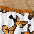 2pcs Toddler Girl Butterfly Print Colorblock Hoodie Sweatshirt and Pants Set Brown
