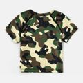 Activewear Moisture Wicking Baby Boy Camouflage Textured Short-sleeve T-shirt Green