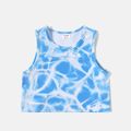 Activewear Polyester Spandex Fabric Toddler Girl Tie Dyed Tank Top Blue image 1