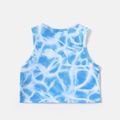 Activewear Polyester Spandex Fabric Toddler Girl Tie Dyed Tank Top Blue image 4