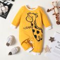 Baby Boy 95% Cotton Long-sleeve Cartoon Animal & Letter Print Jumpsuit DarkOrange