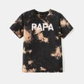 100% Cotton Short-sleeve Tie Dye Letter Print T-shirts for Mom and Me Black image 2