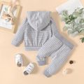 2pcs Baby Boy/Girl 95% Cotton Long-sleeve Striped Hoodie and Pants Set Grey