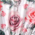2pcs Kid Girl Floral Print Sleeveless Dress and Bowknot Design Cardigan Set Pink