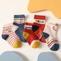 5 pares de meias color block para bebê/criança/criança Azul Escuro
