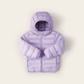 Kid Girl Solid Color Portable Lightweight Packable Hooded Puffer Down Coat Light Purple image 3
