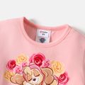 PAW Patrol Toddler Girl Letter Print Bowknot Mesh Design Long-sleeve Pink Cotton Dress Pink image 5