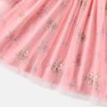 PAW Patrol Toddler Girl Letter Print Bowknot Mesh Design Long-sleeve Pink Cotton Dress Pink