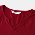 Mommy and Me Figure & Letter Print Notch Neck Short-sleeve Matching Bodycon T-shirt Dresses Burgundy