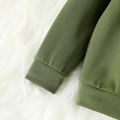 Toddler Boy/Girl Face Graphic Textured  Solid Color Hoodie Sweatshirts Army green image 5