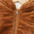 Toddler Boy Animal Bear Embroidered Ear Design Fleece Hooded Coat Khaki