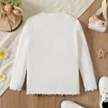 Pretty Kid Girl Solid flounced Design Ribbed Cotton T-shirt White