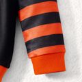 Halloween Pumpkin & Letter Print Spliced Striped Long-sleeve Sibling Matching Set Black image 5