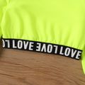 2pcs Baby Girl Letter Webbing Design Long-sleeve Crop Pullover and Sweatpants Set LUMINOUSYELLOW image 4