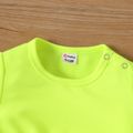 2pcs Baby Girl Letter Webbing Design Long-sleeve Crop Pullover and Sweatpants Set LUMINOUSYELLOW image 3