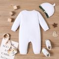 2pcs Baby Boy Camouflage Spliced Letter Print Long-sleeve Jumpsuit with Hat Set ColorBlock image 2