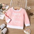 Baby Girl Letter Embroidered Pink Long-sleeve Pullover Sweatshirt Pink