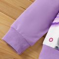 2pcs Kid Girl Floral Print Raglan Sleeve Hoodie Sweatshirt and Purple Pants Set Purple