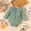 2-Pack Baby Girl 100% Cotton Waffle Solid Ruffle Trim Rompers Set MultiColour image 2