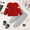 2pcs Baby Boy 95% Cotton Long-sleeve Letter & Number Print Sweatshirt and Sweatpants Set WineRed image 2