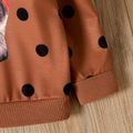 Toddler Girl Animal Cat Print Polka dots Brown Pullover Sweatshirt Brown