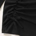 Baby Girl 95% Cotton Long-sleeve Solid Ruched Dress Black image 5