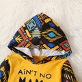 2pcs Baby Boy/Girl 95% Cotton Long-sleeve Letter & Geo Print Hoodie and Pants Set Yellow