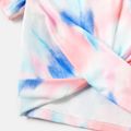 Activewear Anti-UV Kid Girl Tie Dyed Sun Protection Twist Knot Short-sleeve Tee Colorful