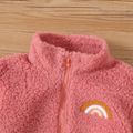 Baby Boy/Girl Rainbow Design Solid Long-sleeve Zipper Fleece Jacket Pink image 5