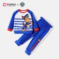 PAW Patrol 2pcs Toddler Boy/Girl Letter Print Colorblock Sweatshirt and Pants Set Blue