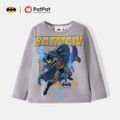 تي شيرت باتمان للأطفال الصغار مطبوع عليه حروف طويلة الأكمام أو بنطلون مطاطي اللون الرمادي image 1