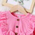 Toddler Girl Dinosaur Print Splice Ruffled Bowknot Design Long-sleeve Dress pink