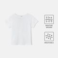 Activewear Moisture Wicking Baby Boy/Girl Solid Round Neck Short-sleeve T-shirt White image 1
