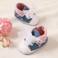 Baby / Toddler Lace Tie Floral Embroidered Prewalker Shoes Blue image 2