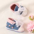Baby / Toddler Lace Tie Floral Embroidered Prewalker Shoes Blue image 1