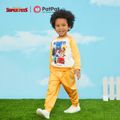 Super Pets 2pcs Toddler Boy Figure Print Sweatshirt and Letter Print Pants Set Yellow