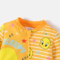 Looney Tunes Baby Boy/Girl Striped Spliced Long-sleeve Zip Jumpsuit Yellow image 4