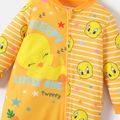 Looney Tunes Baby Boy/Girl Striped Spliced Long-sleeve Zip Jumpsuit Yellow image 2