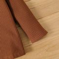 2pcs Baby Boy/Girl Letter Design Long-sleeve Rib Knit Top and Pants Set Khaki image 5