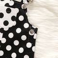 100% Cotton Baby Boy/Girl Black and White Polka Dots Spliced Overalls Black/White